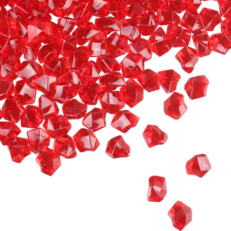PMLAND Clear Fake Ice Rocks â€“ 550 Pcs Large Red Acrylic Gems Crushed Plastic Diamonds, 3 Lbs / 2.25 Quarts Bulk Vase Filler for CenterpiecesWedding Theme DÃ©cor Aquarium Table Scatter - Image 1